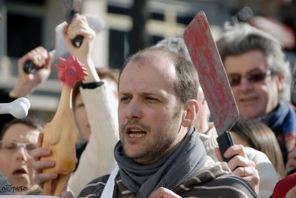 Manifestation de (vrais faux) bouchers végétariens. Mars 2009