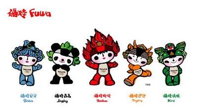 Mascottes Jeux XXIXe Olympiade Beijing.