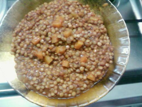 lentilles aux carottes et friture de merlans