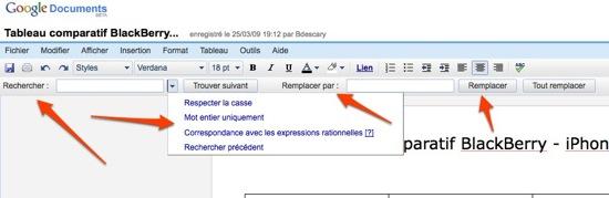 google documents rechercher remplacer Google Documents implante un véritable rechercher et remplacer sur Documents