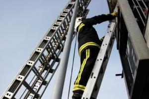 Pompier sur l'échelle (image d'illustration)