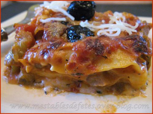 Lasagnes aux aubergines et olives noires
