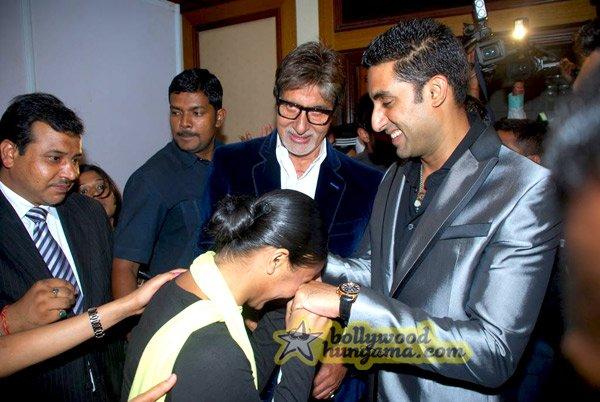 [PHOTOS] Big B & Abhishek grace Reebok's Shiamak collection launch