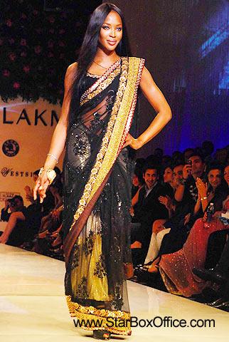 Naomi Campbell was back in a Sabyasachi saree