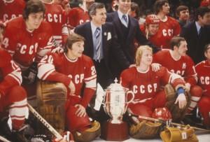 L'équipe soviétique après sa victoire face aux All-Stars NHL en 1979