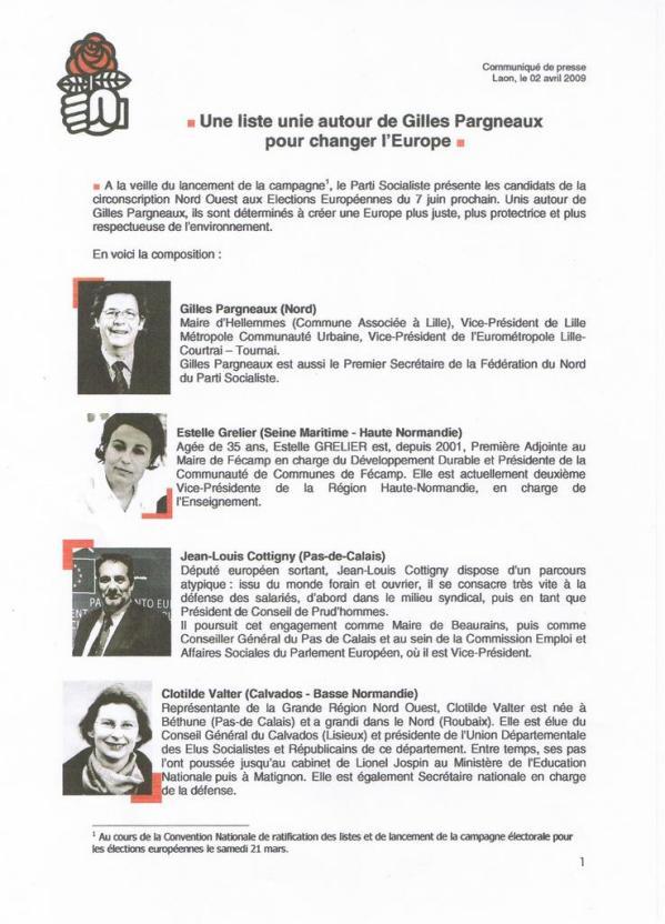 Une liste unie autour de Gilles Pargneaux pour changer l'Europe
