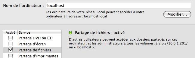 activation du partage de fichiers