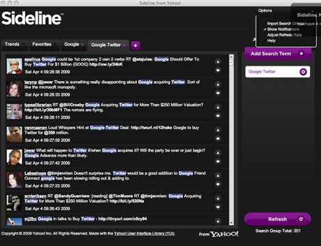 yahoo sideline Yahoo Sideline, un outil de veille pour Twitter