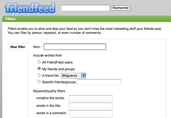 friendfeed beta filtres FriendFeed version bêta: nouvelle interface + temps réel + filtres + messages directs