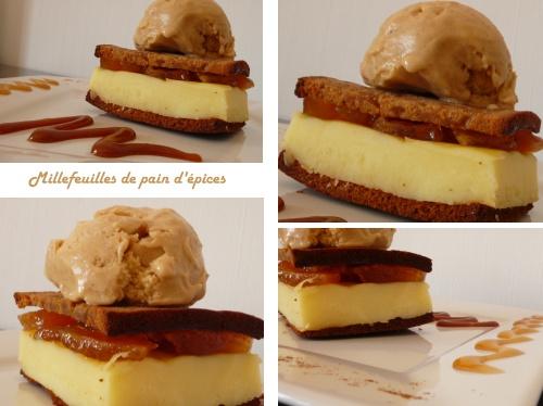 Millefeuilles de pain dépices, pommes caramélisées et glace épicée