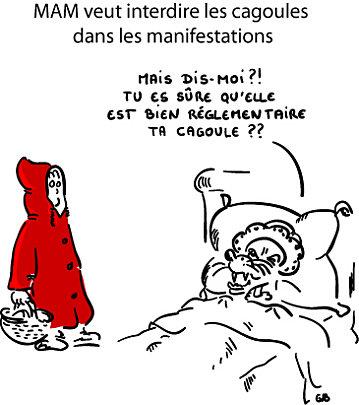 MAM veut interdire les cagoules dans les manifestations