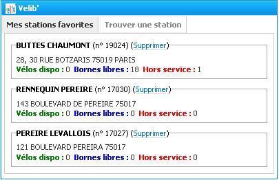 Un widget Velib’ bien pratique
