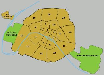 Carte des arrondissements de Paris
