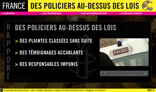 Amnesty International - Rapport France : des policiers au-dessus des lois (avril 2009)