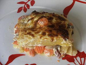 Lasagnes poulet, champignons et carottes béchamel!!