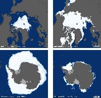 Arctique et Antarctique : superficie maximum et minimum de la banquise