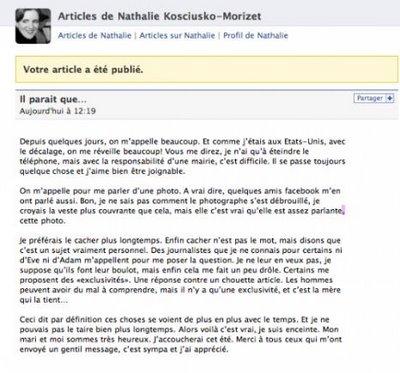 Nathalie Kosciusko-Morizet confirme sa grossesse sur Facebook