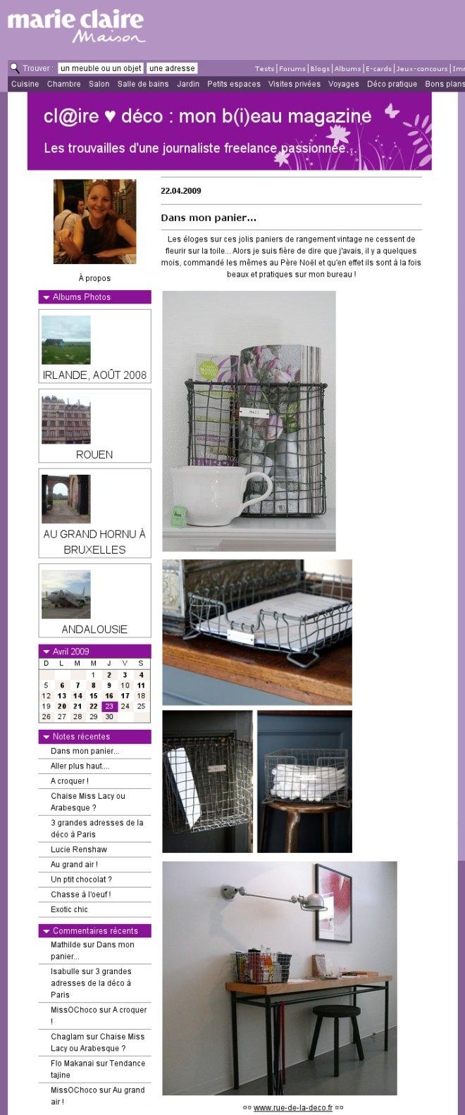 Dans le panier de Claire... les paniers vintage à l'honneur.