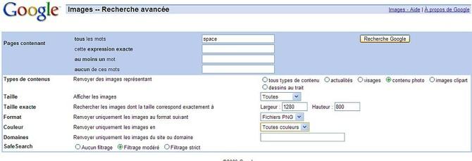 Rechercher des fonds d'écran avec Google
