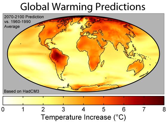 Predictions des températures pour la fin du XXI éme siècle