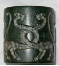 Sceaux-cylindre félinx au long cou période d'Uruk 3500 avant JC