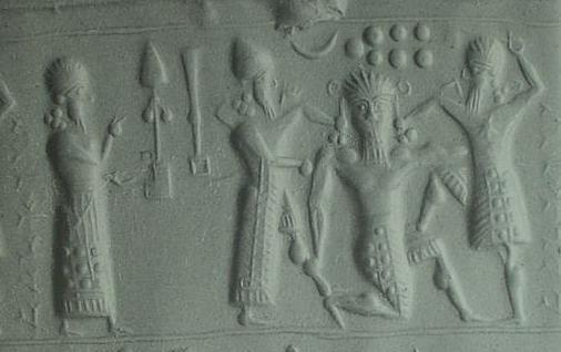Empreinte d'un sceau-cylindre néo-assyrien (911-609 av.J.C.)