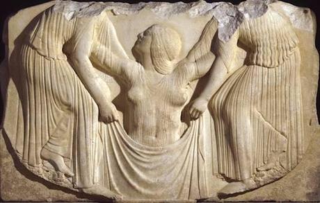 Naissance d'Aphrodite Vème s av J.- C. détail du trône Ludovisi Musée des THermes de Rome