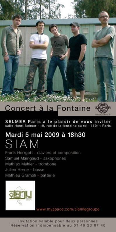 Siam 5tet à La Fontaine Selmer - 5 mai 09 - 18h30