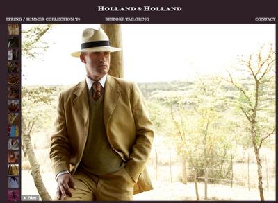 Holland et Holland, classique, élégant, pauvre en contenus pour un e-commerce de luxe