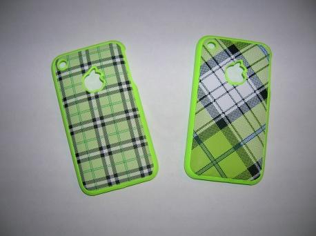 Coque arriere de couleurs Verte facon tissu à clipser pour iPhone 3G