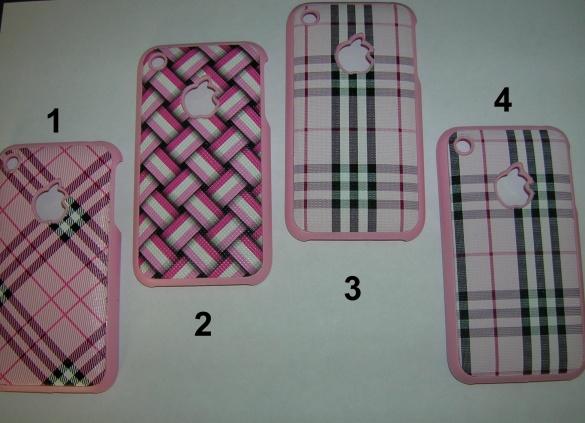 Coque arriere de couleurs rose facon tissu à clipser pour iPhone 3G