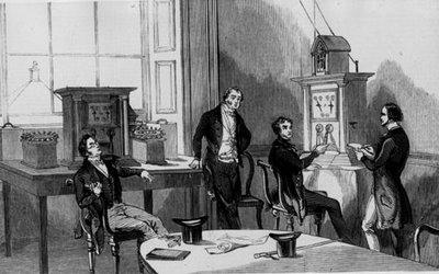 Le jeu d'échecs par télégraphe en 1845 - (Image: Rischgitz / Hulton / Getty)