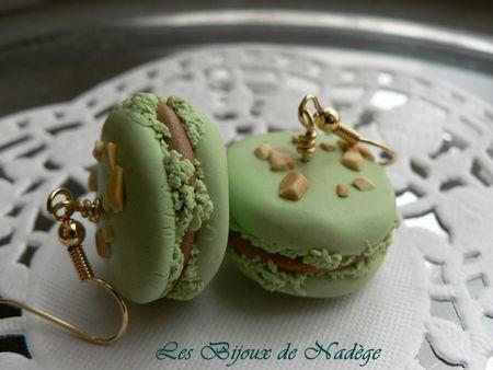 Boucles d'oreille Macaron, Pistache Noisette P1110495