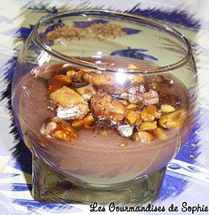 Verrines bananes, chocolat, et pralin cacahuètes