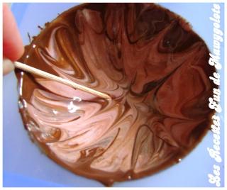 Sphères en chocolat bicolores