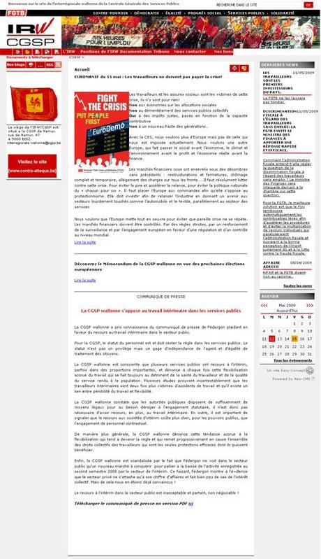 Mise en ligne du site Internet de l'Interrégionale Wallonne de la CGSP