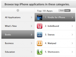 Librairie indépendante et Kindle for iPhone en tête de l'AppStore