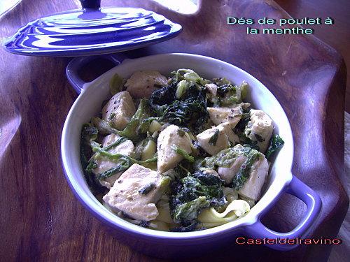 Dés de poulet à la menthe.....!