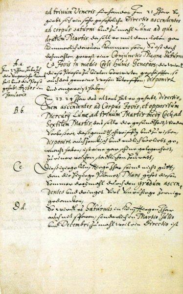 Manuscrit horoscope keplerien de Wallenstein 1608