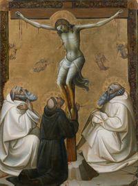 Lorenzo Monaco - Le Christ en croix entre saints François, Benoît et Romuald, vers 1405-1407