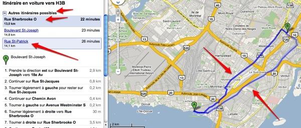 google maps routes alternative Google Maps suggère des itinéraires alternatifs