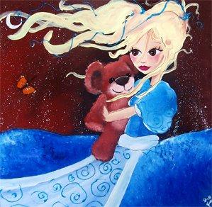 princesse fée robe bleue et nounours par l'illustratrice laure phelipon
