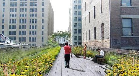 Green Manhatttan La ligne désaffectée du chemin de fer aérien qui traverse l'ancien quartier des bouchers à Manhattan, va être reconvertie en un parc suspendu de 2,5 km de long.