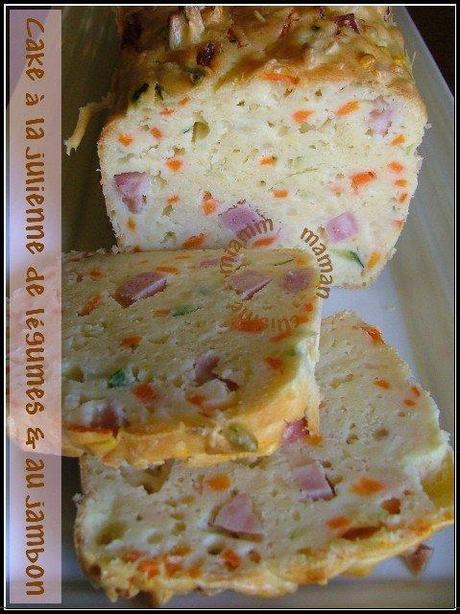 Cake multicolore à la julienne de légumes & au jambon