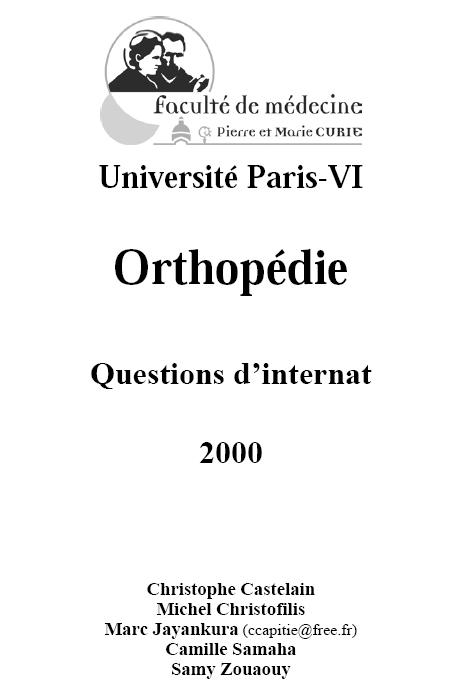 Orthopedie Questions d’internat