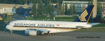 Singapore Airlines en A380 à Roissy