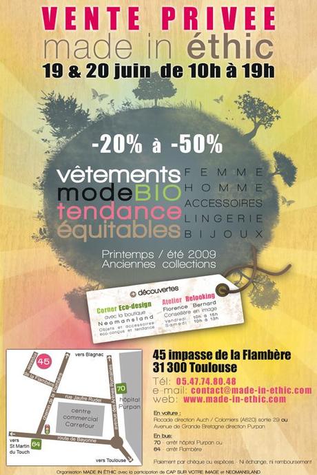 Vente privée de mode éthique les 19 & 20 juin à TOULOUSE