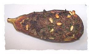 Aubergines farcies à la viande.