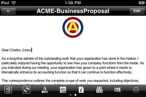 Documents to go disponible sur iPhone