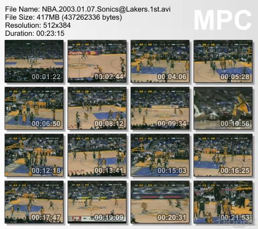 [ Upload ] 07.01.03 Seatle SuperSonics @ L.A Lakers - Kobe 12 3′